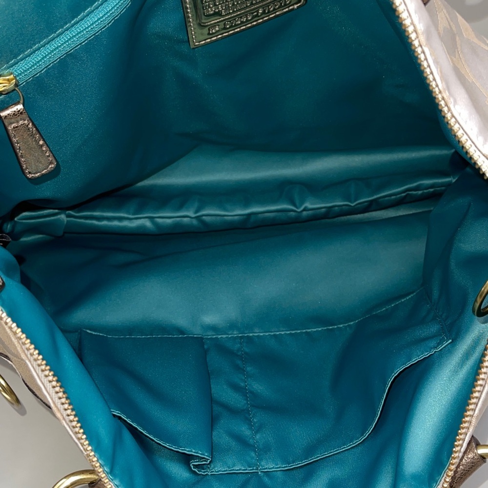 Coach Poppy Bronze Beige and Cream Signature Shoulder Bag 2 hangtags Gorgeous - Picture 5 of 10